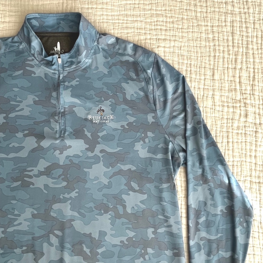 Johnnie-O 2XL Bluejack National 1/4 Zip Performance Pullover Blue Camo